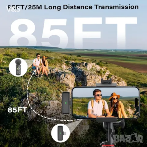 Безжичен петличен микрофон HMKCH (тип C) за Android с калъф за зареждане с цифров дисплей, ветроусто, снимка 6 - Микрофони - 48083951