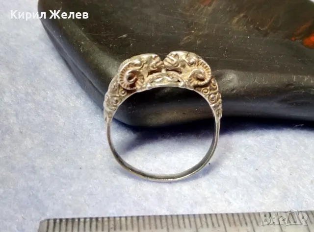ФИГУРАЛЕН СРЕБЪРЕН ПРЪСТЕН ОВНИ СРЕБРО ВИСОКА ПРОБА РЪЧНА ХУДОЖЕСТВЕНА МАЙСТОРСКА ИЗРАБОТКА 47938, снимка 3 - Антикварни и старинни предмети - 49351728