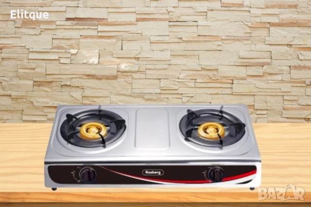 Котлон газов двоен Rosberg R51454AD, 30 mbar, Неръжд, стомана, Чугунени горелки, 2 ГОДИНИ ГАРАНЦИЯ, снимка 4 - Друга електроника - 52888952