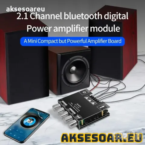 Нов Аудио Стерео Bluetooth 5.0 цифров усилвател клас D на Платка с мощност 2x50W+100W 2.1 канален, снимка 5 - Ресийвъри, усилватели, смесителни пултове - 49881759