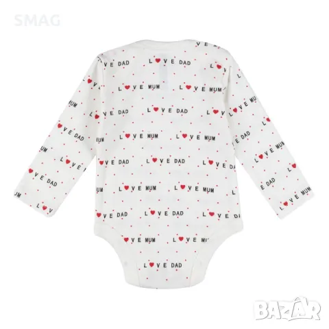 Памучно боди Бяло с любов мама татко послание S_1205927, снимка 3 - Бодита за бебе - 49740722