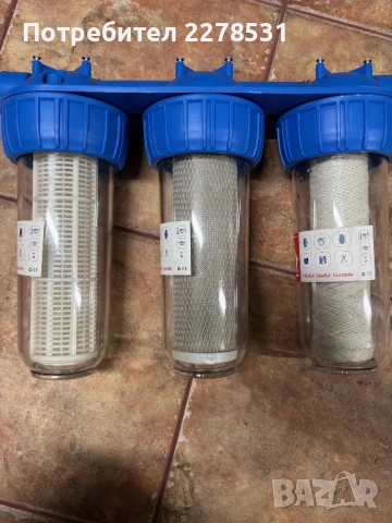 Филтър за вода Everline EWY-3F34/10, Троен, С активен въглен/ памук/сито, 3x3/4"x10 , снимка 2 - ВИК - 53777653