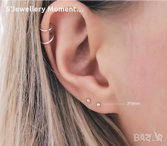 Сребърни обеци 925 Звезда с Луна, снимка 5 - Обеци - 35207352