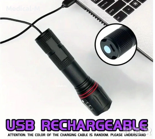 LED UV фенерче, презареждаемо, с регулируем фокус (зуум) – ултравиолетова лампа, снимка 3 - Къмпинг осветление - 53717946