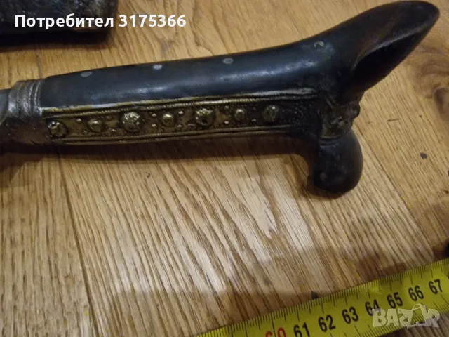 Автентичен възрожденски Габровски нож изработен от  Донко Анчев Нова махала  1876 година каракулак, снимка 11 - Ножове - 50405652