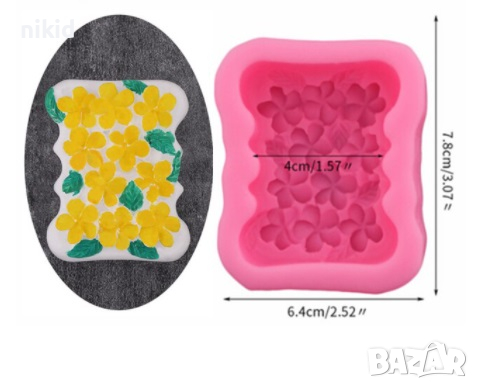 Цветчета дълбок силиконов молд калъп форма отливка сапун гипс, снимка 2 - Форми - 36318544