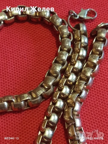Масивен метален ланец 3D бокс плетка много красив стилен дизайн 51691, снимка 6 - Колиета, медальони, синджири - 53462185