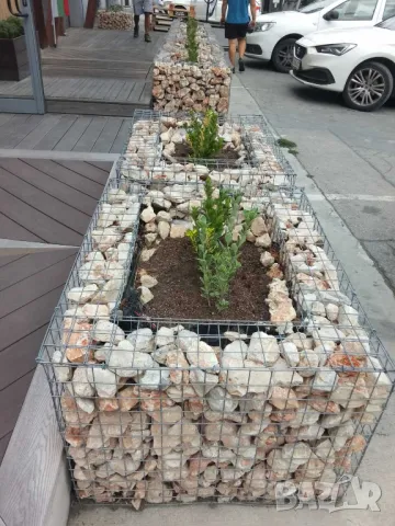 Габиони цветарници и повдигнати лехи --Кашпи, Саксии --Интериор, барбекю, езерце, водопад.. Декорати, снимка 4 - Градински мебели, декорация  - 47531053