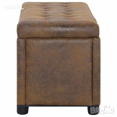 vidaXL Табуретка ракла, 87,5 см, кафява, изкуствен велур, снимка 2 - Ракли - 56146475