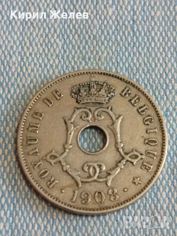 Стара монета 25 сантима 1908г. Кралство Белгия за КОЛЕКЦИОНЕРИ 32047, снимка 5 - Нумизматика и бонистика - 48765767
