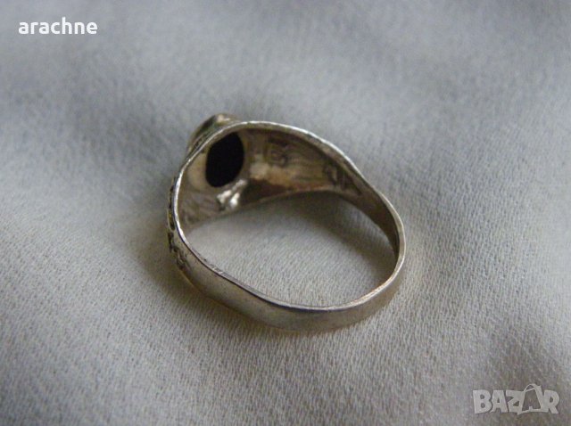 Сребърен пръстен с морион, снимка 4 - Пръстени - 39738323