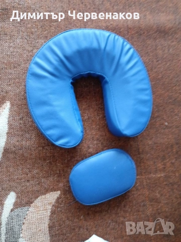 Синя сгъваема масажна кушетка 2 зони с дървена рамка VidaXL, снимка 4 - Кушетки - 53515717