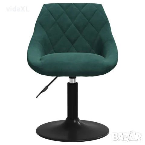vidaXL Въртящи се трапезни столове, 2 бр, тъмнозелени, кадифе, снимка 4 - Столове - 56147124