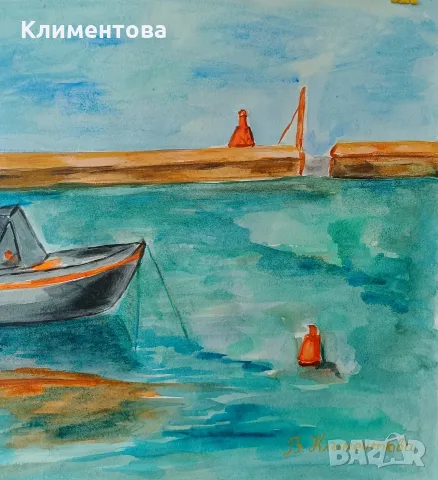 Картина "Черната лодка", снимка 3 - Картини - 56322639