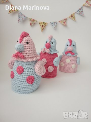 Великденска композиция, плетени играчки, великденски яйца, заек, пиленца, снимка 4 - Други - 40227409