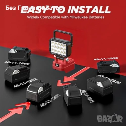 Нова LED гаражна работна лампа за Milwaukee M18 18V с 2 USB без батерия, снимка 2 - Други - 53822538