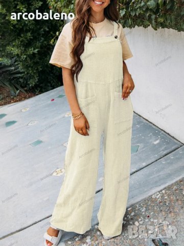 Нов дамски ежедневен едноцветен гащеризон, 7цвята, снимка 3 - Гащеризони - 41416530