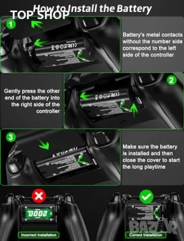 Нова Xbox Зарядна Станция + 4 Батерии 2000mAh за игри геймър, снимка 4 - Друга електроника - 50038568