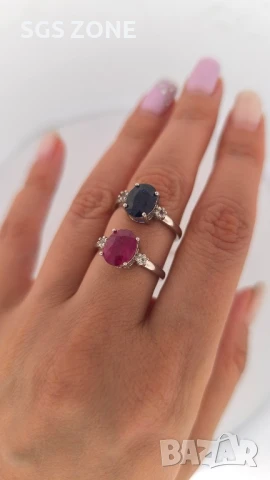 СРЕБЪРЕН ПРЪСТЕН СЪС САПФИР ИЛИ РУБИН 