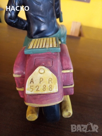 Стара Масивна СТАТУЕТКА РЪЧНО ИЗРАБОТЕНА на Моторист с Мотор Harley Davidson ВНОС от Англия, снимка 10 - Антикварни и старинни предмети - 52457105