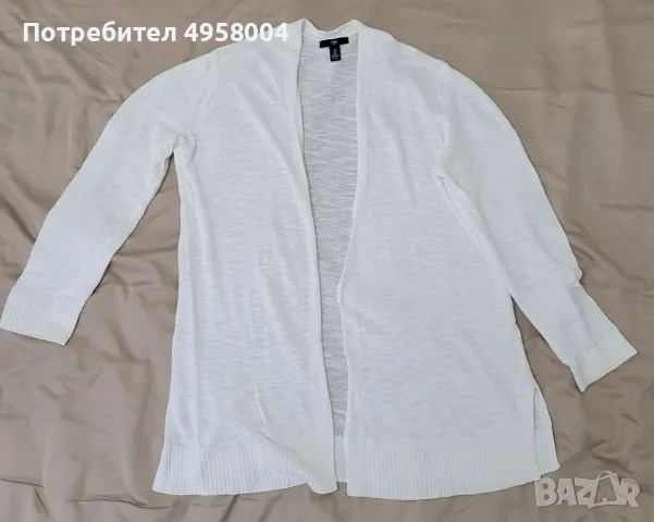 Дамска бяла плетена жилетка с дълъг ръкав GAP, размер M, снимка 2 - Блузи с дълъг ръкав и пуловери - 56208677