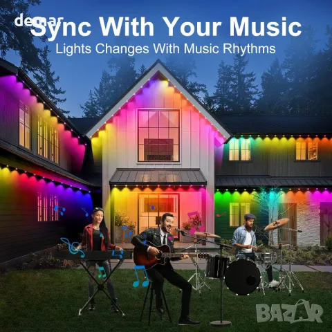 Постоянно външно осветление 15M, Smart RGBIC 30 LED,APP и дистанционно, снимка 7 - Лед осветление - 47375244