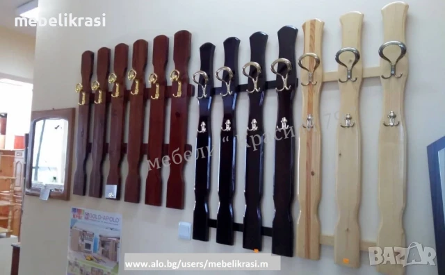 Закачалка за стена шестица - масив в цвят орех, снимка 4 - Закачалки - 50914967