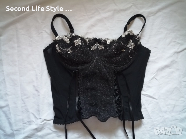 85C блестящ прозрачен корсет бюстие с бродерия цветя Milanni