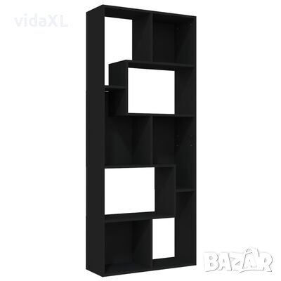 vidaXL Шкаф библиотека, черен, 67x24x161 см, ПДЧ（SKU:801878, снимка 1