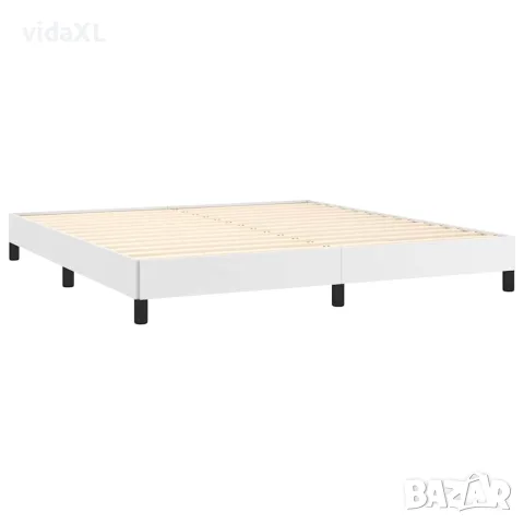 vidaXL Рамка за легло бяла 160x200 см изкуствена кожа, снимка 4 - Спални и легла - 56147221