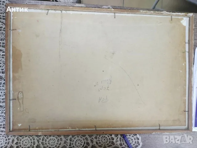 Винтидж маслена картина "Лодки в залива" с подпис Raquel, ∼42х30 см с рамката, снимка 5 - Картини - 55770197