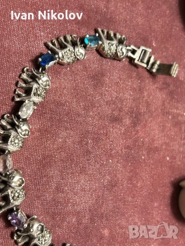 Дамска сребърна гривна “Слончета”, снимка 3 - Гривни - 52851069