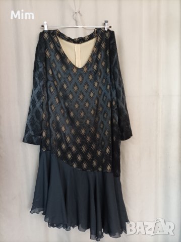 XXL Черна ,дълга официална рокля за едра дама 