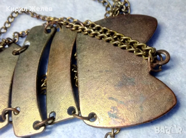 СТАРА ПОМЕДНЕНА ОГЪРЛИЦА с ФИГУРАЛНА ВИСУЛКА БУХАЛЧЕ 26959, снимка 8 - Колиета, медальони, синджири - 51255607