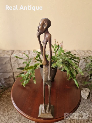 Страхотна голяма антикварна колекционерска бронзова фигура пластика статуетка , снимка 3 - Статуетки - 50521234