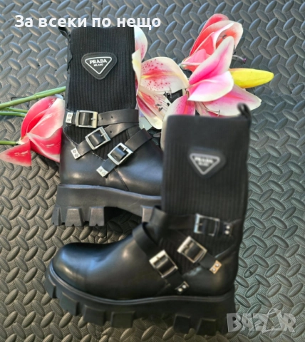 Prada Дамски Черни Боти Тип Чорап Прада Код VL-160, снимка 6 - Дамски боти - 52224697