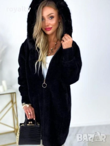 Черно палто от алпака с качулка 🖤