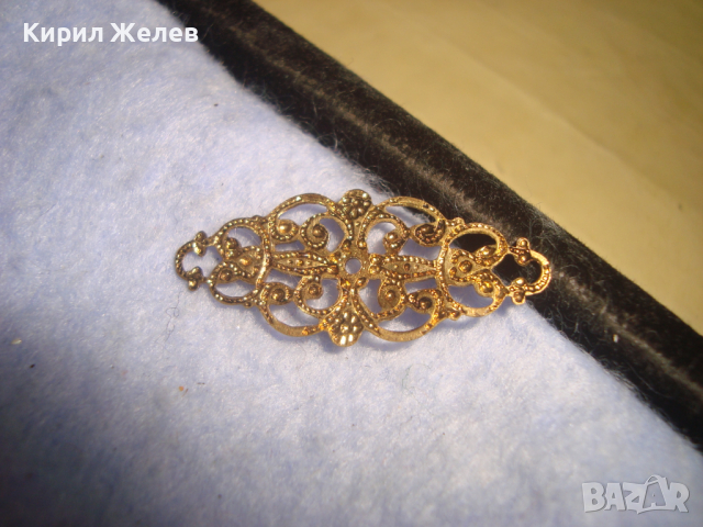 СТАРА ПОЗЛАТЕНА ФИЛИГРАННА БРОНЗОВА АРТ ДЕКО СТАРИННА АПЛИКАЦИЯ УКРАШЕНИЕ 26284, снимка 3 - Антикварни и старинни предмети - 36359421