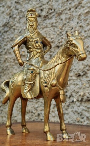 Винтидж Бронзова Статуя на Китайски Воин на Кон (1950-1960г)