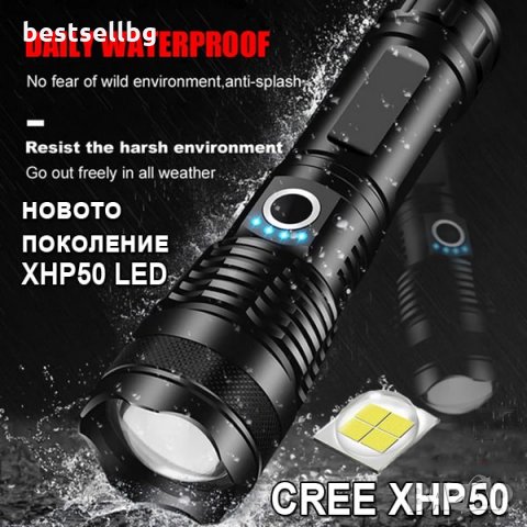 Мощен LED фенер акумулаторен прожектор презареждащ се USB лов риболов, снимка 1 - Къмпинг осветление - 35888398