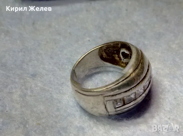 СТАР ДИЗАЙНЕРСКИ СКЪПОЦЕНЕН СРЕБЪРЕН ПРЪСТЕН СРЕБРО 925 с КАМЪНИ МОЙСАНИТ 25830, снимка 12 - Пръстени - 49886190