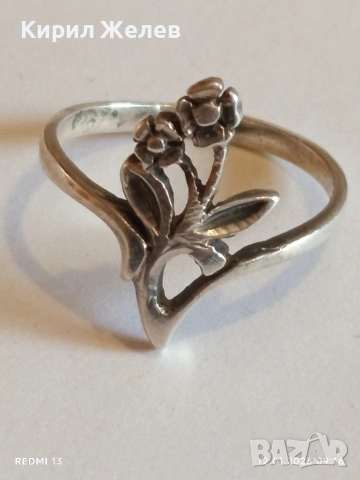 Сребърен Арт пръстен във флорален стил Бел Епок артистичен 53030, снимка 7 - Пръстени - 53069213
