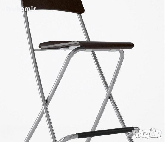 НОВ Бар стол сгъваем, метал и дърво, снимка 5 - Столове - 39606615