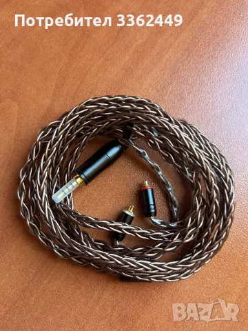 кабел за слушалки IEM Kbear 8 core copper plated, MMCX с 2,5 мм балансиран жак.