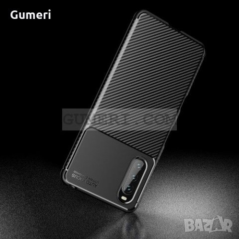 Sony Xperia 10 III Противоударен Силиконов Гръб - Карбон, снимка 2 - Калъфи, кейсове - 34842061