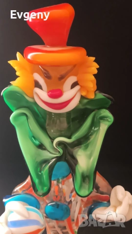 Фигурка клоун изработена от Муранско стъкло , снимка 2 - Фигурки - 53140072