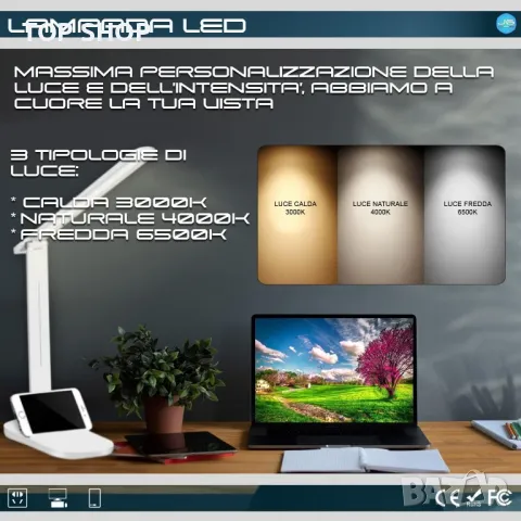 LED офисна настолна лампа Нощно шкафче презареждаща се, снимка 7 - Настолни лампи - 48842692
