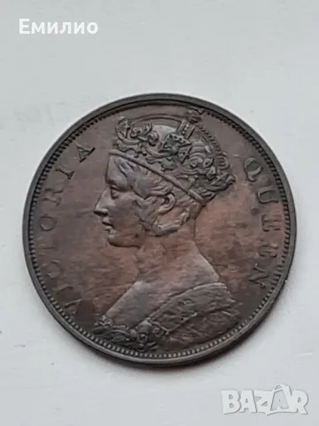 РЯДКА. ХОНГ КОНГ. ЕДИН ЦЕНТ 1863 год. 14 ПЕРЛИ, снимка 3 - Нумизматика и бонистика - 50346161