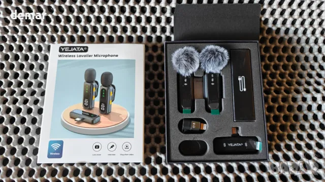 YEJATA Безжичен микрофон с цифров дисплей за батерията - 2 броя USB-C мини микрофон, снимка 9 - Микрофони - 50420077