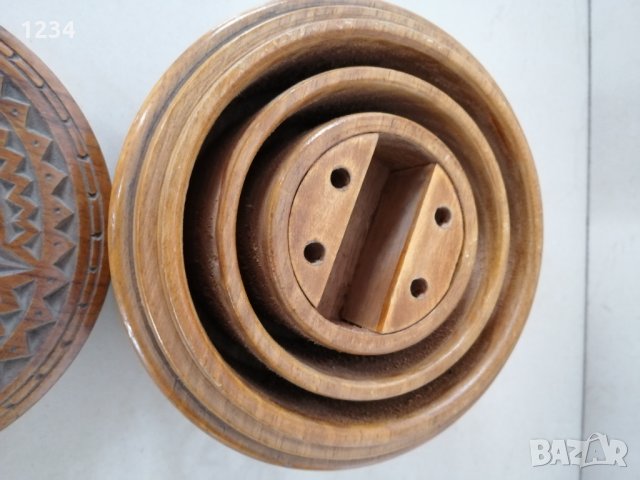 Кръгла дървена кутия 13.5 см. , снимка 2 - Други стоки за дома - 35776660